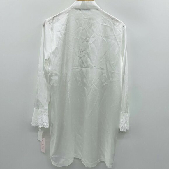 Linea Donatella S/M Lace-Trim Charmeuse Robe FLAW - Picture 5 of 7